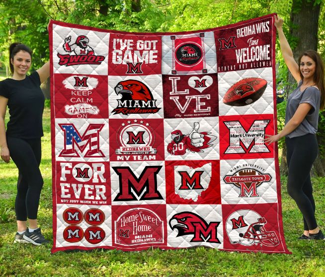 Miami Redhawk Forever Quilt Blanket College Sports Bedding Set