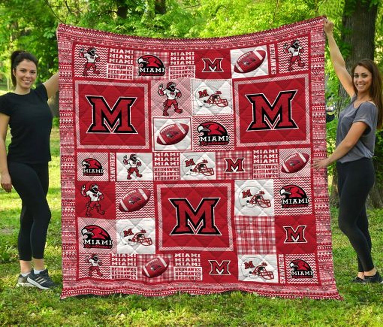 Miami Redhawks Ncaa Quilt Bedding Set for Teens