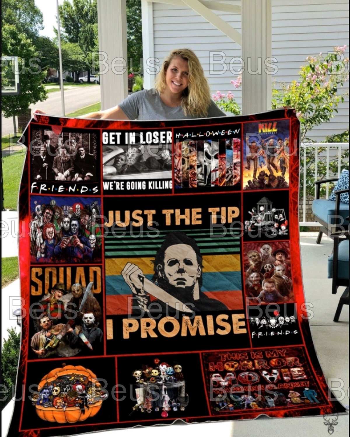 Michael Myers Halloween Horror Quilt Blanket with a Funny Twist