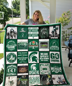 Michigan State Spartans Collected Ncaa Quilt Bedding Set with Soft Quilt Blanket for Fans
