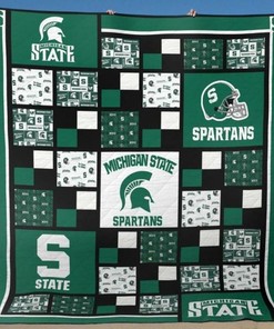 Michigan State Spartans S State NCAA Quilt Blanket - Perfect for Satisfied Spartans Fans