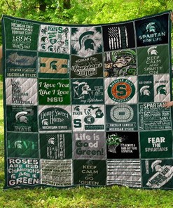 Michigan State Spartans fans, add this Life is Good green quilt blanket to your collection