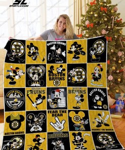 Mickey Bruins Boston Disney Quilt Blanket - NHL Boston Bruins Mickey Mouse Quilt Bedding Set