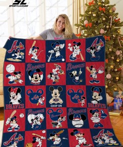 Mickey Mouse Atlanta Braves Quilt Blanket - Perfect for Fans