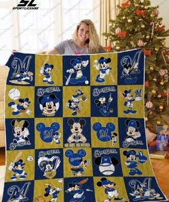 Milwaukee Brewers Baseball Fan Quilt Blanket with Mickey - Cozy and Warm
