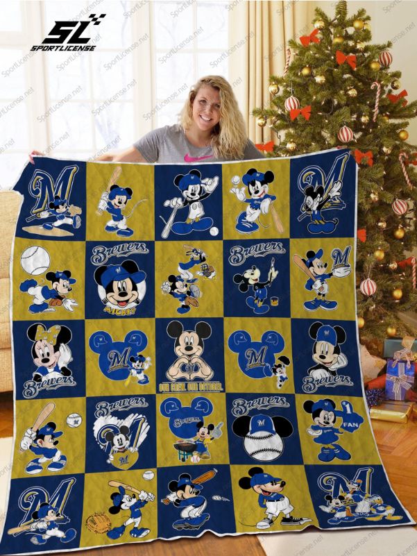 Milwaukee Brewers Baseball Fan Quilt Blanket with Mickey - Cozy and Warm