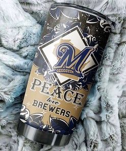 Milwaukee Brewers MLB Tumbler spreading peace and love with custom MLB logo