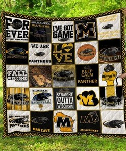 Milwaukee Panthers Ncaa Quilt Bedding Set with Combined Blanket for Fans