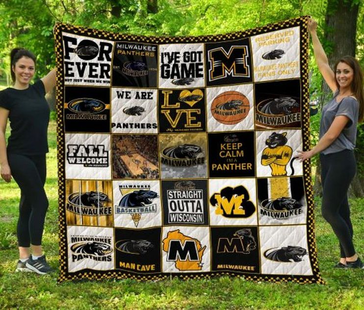 Milwaukee Panthers Ncaa Quilt Bedding Set with Combined Blanket for Fans