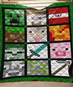 Minecraft Collage 3D Quilt Blanket for Video Game Lovers