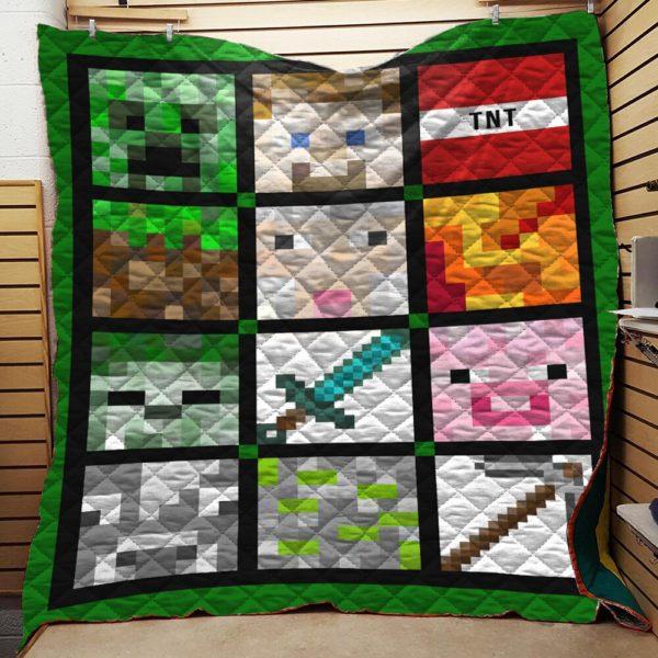 Minecraft Collage 3D Quilt Blanket for Video Game Lovers