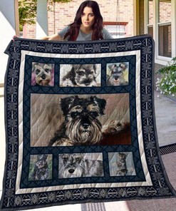 Miniature Schnauzer Dog Quilt Blanket with Animal Print