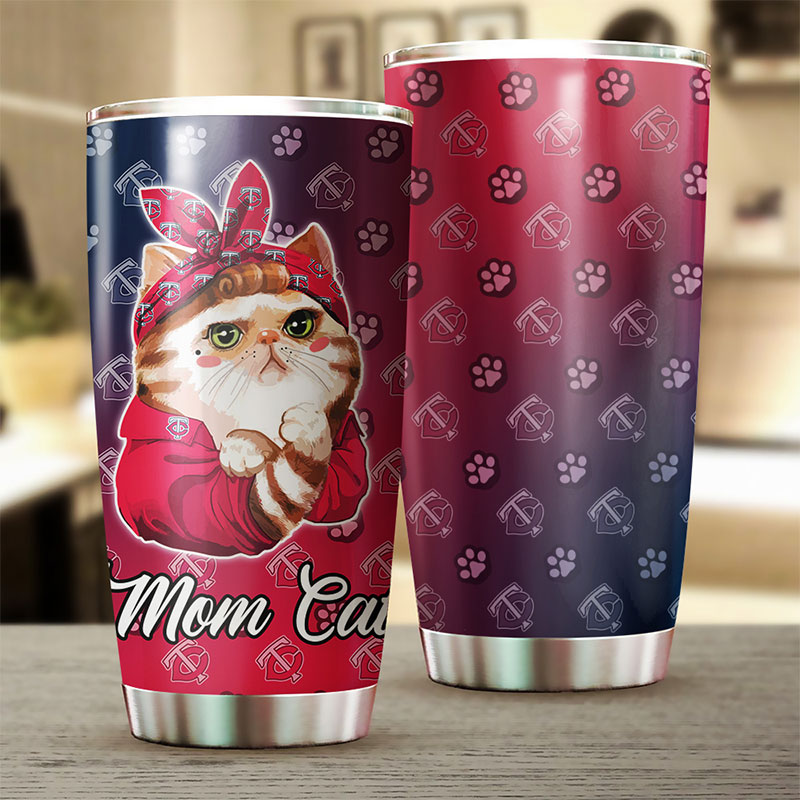 Minnesota Twins Cat Mom MLB Tumbler for Feline Lovers - Image 2