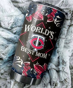 Minnesota Twins MLB Tumbler for World's Best Moms with sunflower design and MLB logo