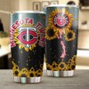 Minnesota Twins MLB Tumbler with sunflower design and custom MLB logo
