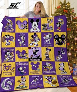 Minnesota Vikings Disney Mickey Mouse Quilt Blanket - NFL Minnesota Vikings Mickey Mouse Quilt Bedding Set