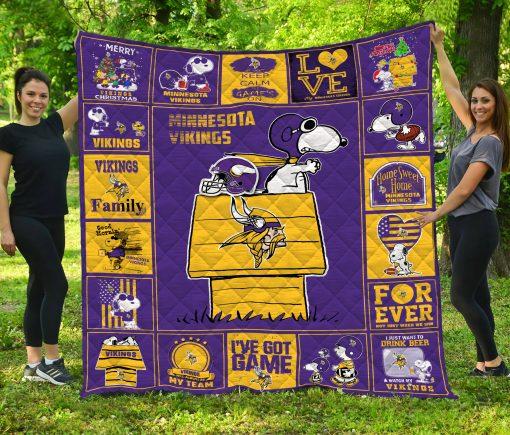 Minnesota Vikings Snoopy Quilt Blanket - Perfect for Football Fans