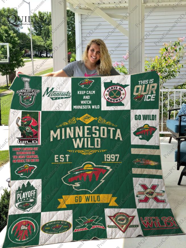 Minnesota Wild EST 1997 Go Wild Quilt Bedding Set for Hockey Fans