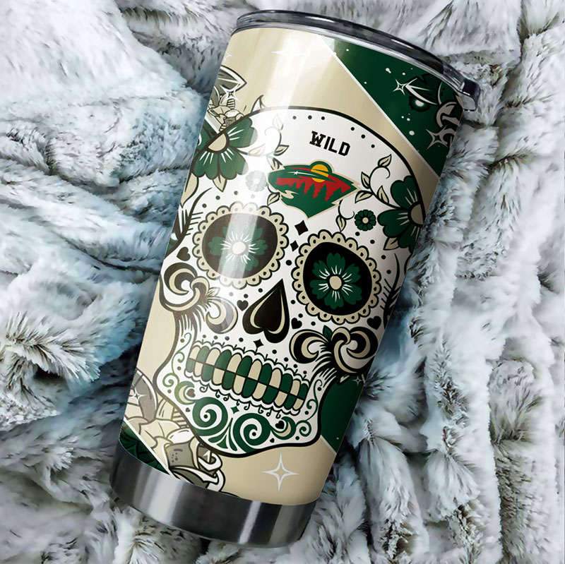 Minnesota Wild Fans will Love This Grunge Design Skull NHL Tumbler - Image 2