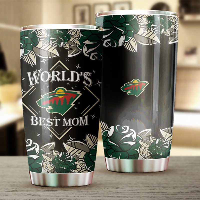 Minnesota Wild NHL Tumbler - World's Best Mom with Vintage Hockey Design - G Fanatics - Image 2