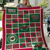 Minnesota Wilds Logo Pattern Quilt Blanket for Hockey Fans