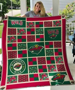 Minnesota Wilds Logo Pattern Quilt Blanket for Hockey Fans