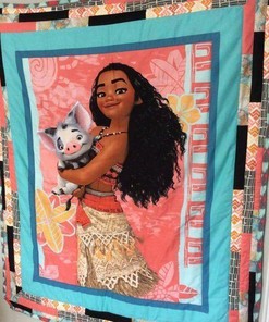 Moana With Her Pet Fabric 3d Quilt Blanket with Disney Theme
