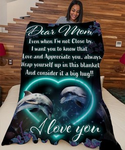 Mom Deserves The Best, Premium Fleece Quilt Blanket Gift Set