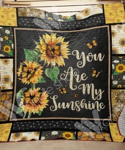 Monarch Butterfly You Are My Sunshine Sunflower Quilt Blanket - Cheerful Gift for Butterfly Lovers