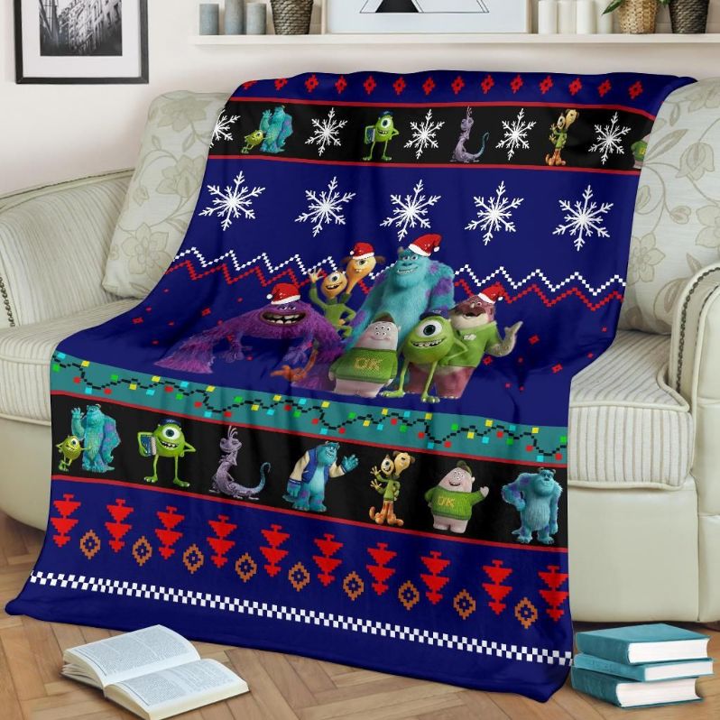 Monsters University Christmas Fleece Blanket Gift For Fan, Premium Comfy Sofa Throw Blanket Gift with Bed Set Twin