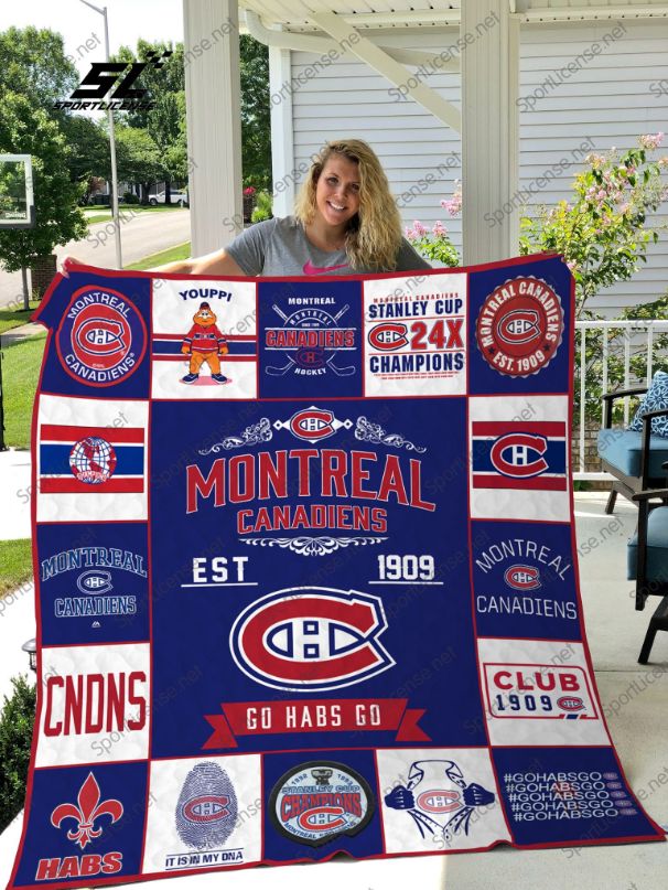 Montral Canadiens Go Habs Go 1909 Collection Quilt Blanket - Ideal for Canadiens Fans