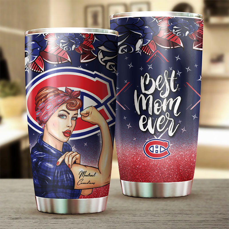 Montreal Canadians NHL Tumbler - Strong Best Mom Ever Tumbler with Vintage Hockey Design - G Fanatics