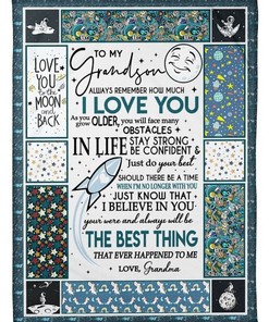 Moon Space To My Grandson Always Remember How Much I Love You The Best Thing From Grandma Fleece Blanket Quilt Blanket