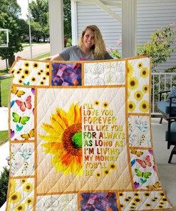 Mother I Love You Mom Quilt Blanket - Show your mom how much you love her with this cozy and heartfelt quilt blanket.