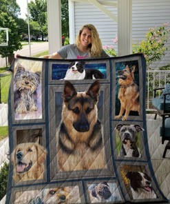 Multiple Cute Dog Faces Great Quilt Bedding Set for Dog Lovers