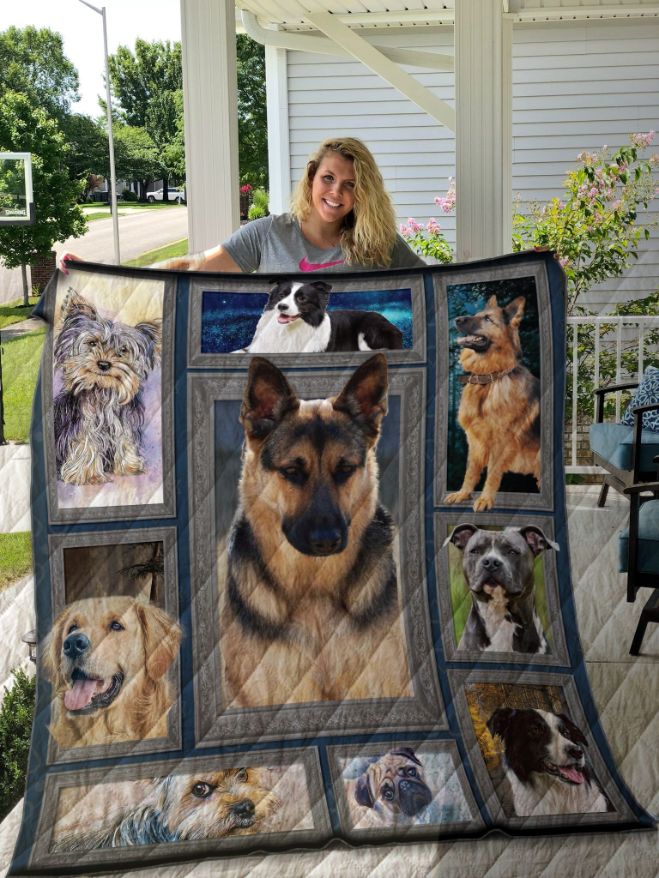 Multiple Cute Dog Faces Great Quilt Bedding Set for Dog Lovers