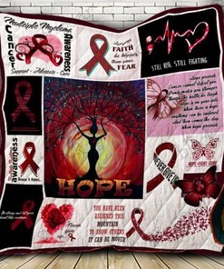 Multiple Myeloma Cancer Awareness Never Give Up Quilt Blanket: Inspiring Words for a Difficult Journey