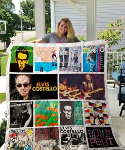 Music Elvis Costel Albums For Fans Collection Quilt Bed Set Queen, Must-Have for Rock and Roll Fans