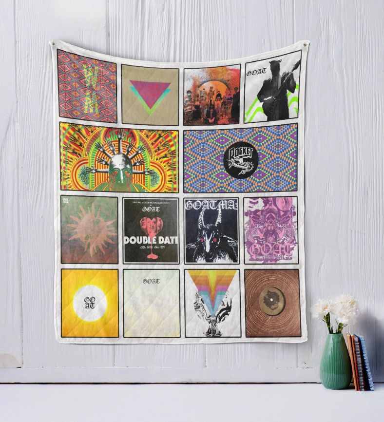 Music Goat Double Date Quilt Blanket with Musical Instruments Patterns