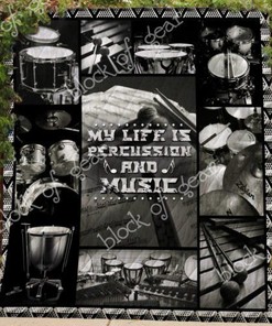 Music My Life Is Percussion And Music Quilt Bedding Set - Ideal For Musicians