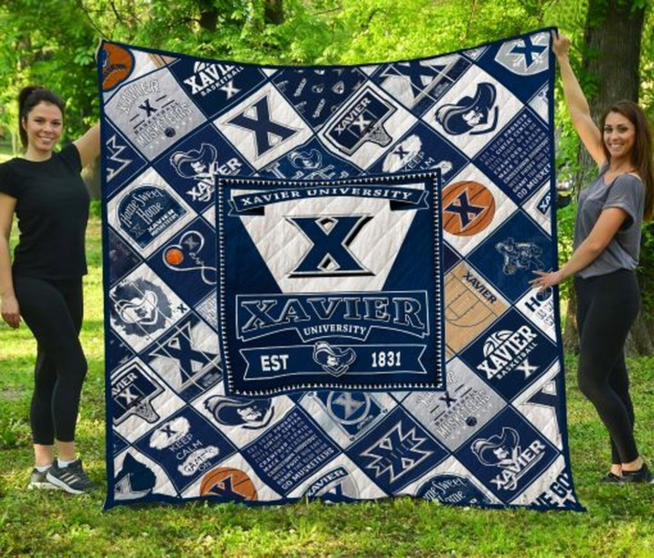 Musketeers Xavier Big X Ncaa Quilt Bedding Set with Soft Quilt Blanket for Fans