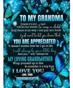 My Loving Grandmother Butterfly Blanket Baby or Kids Bed Set Perfect for Grandma's Birthday