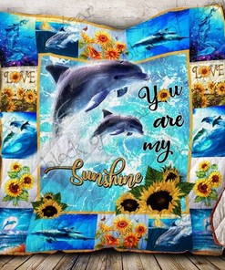 My Sunshine Dolphin Sunflower Lo Quilt Blanket - Peaceful and Charming Blanket for Your Home