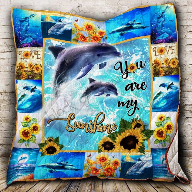 My Sunshine Dolphin Sunflower Lo Quilt Blanket - Peaceful and Charming Blanket for Your Home