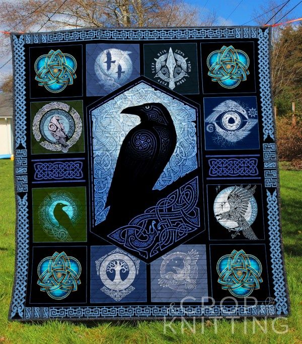 Mysterious Ravens Quilt Bedding Set with Bird Design