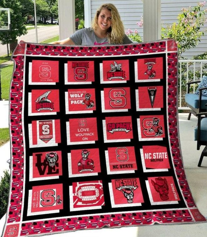 N.C. State Wolfpack Ncaa Quilt Bedding Set with Combined Quilt Blanket for Fans