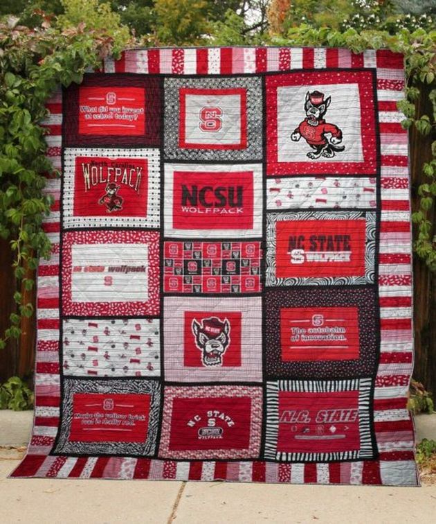 NCSU Ncaa N.C. State Wolfpack Quilt Bedding Set with Combined Blanket for Fans