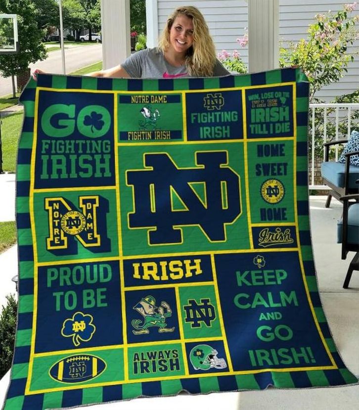 ND Go Irish Notre Dame Fighting Irish Collection Ncaa Quilt Bedding Set - The Perfect Gift for Any Fan