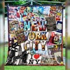 NYC I Love New York City Quilt Bedding Set Vintage Style for New York Lovers.