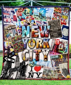 NYC I Love New York City Quilt Bedding Set Vintage Style for New York Lovers.